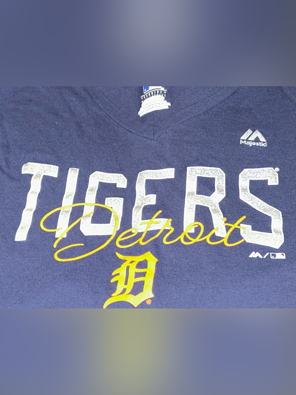 MLB Detroit Tigers Navy and Orange Women’s Short Sleeve Tee - Picture 2 of 3